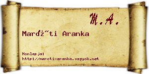 Maróti Aranka névjegykártya